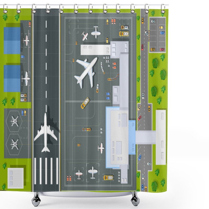 Personality  Overhead   Point Of View Airport Shower Curtains