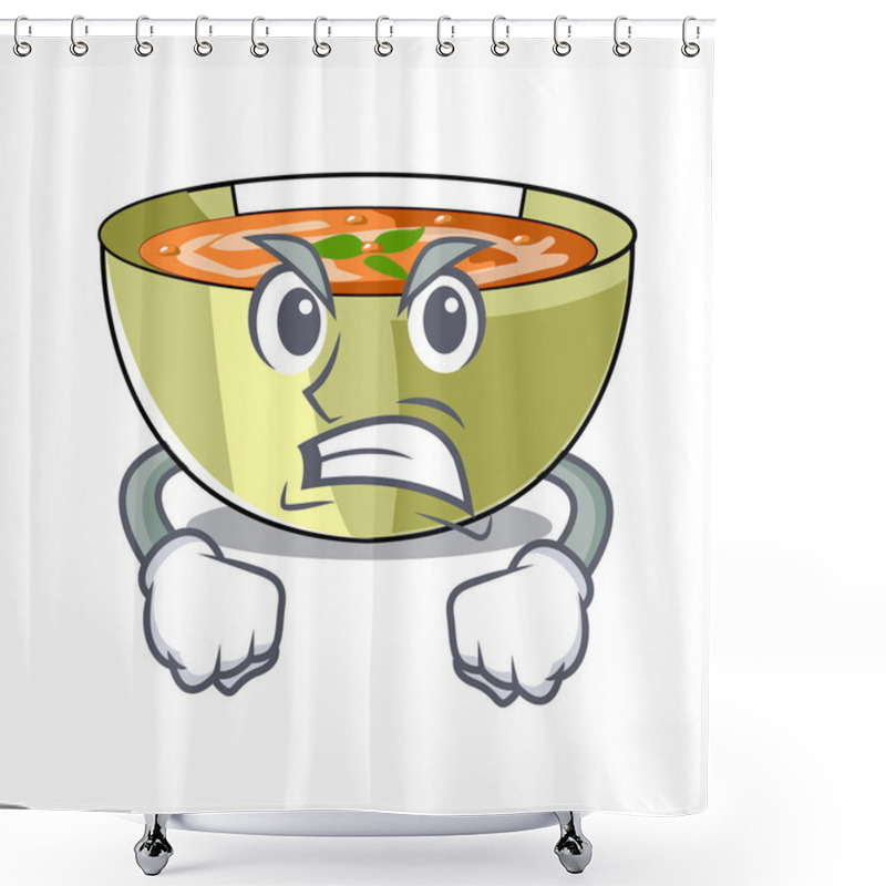 Personality  Angry Lentil Soup On Character Wooden Table Vector Illustration Shower Curtains