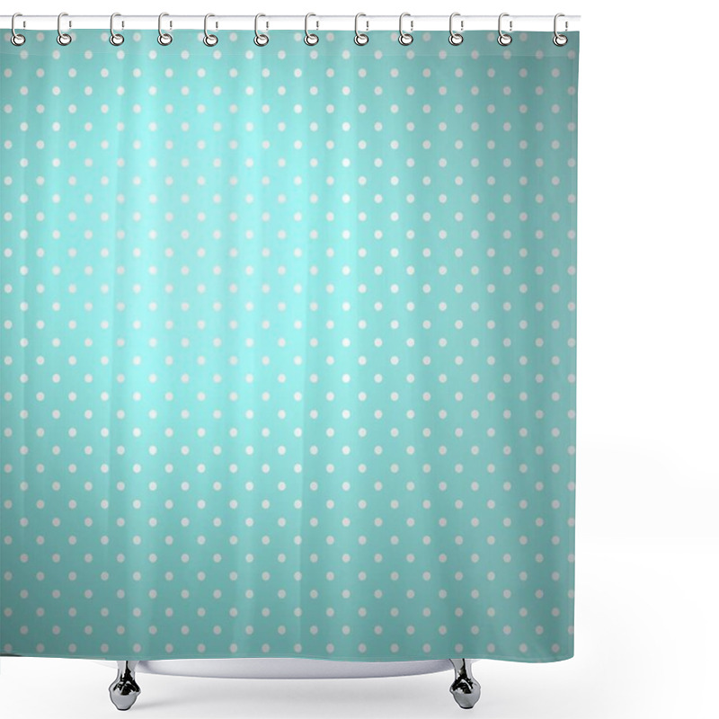 Personality  Blue Background With White Dots Shower Curtains