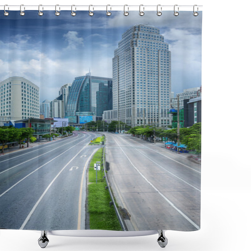 Personality  Bangkok City Day Time With Main Traffic High Way Shower Curtains