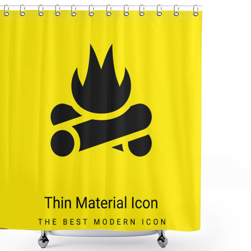 Personality  Bonfire Minimal Bright Yellow Material Icon Shower Curtains