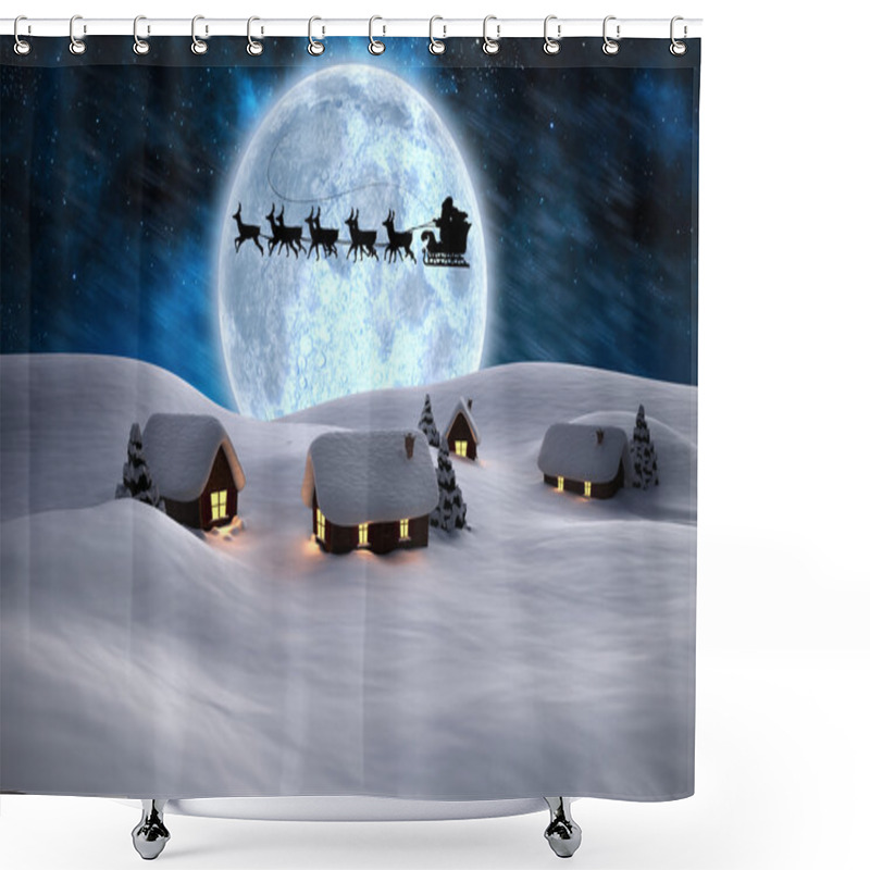 Personality  Silhouette Of Santa And Reindeer Shower Curtains