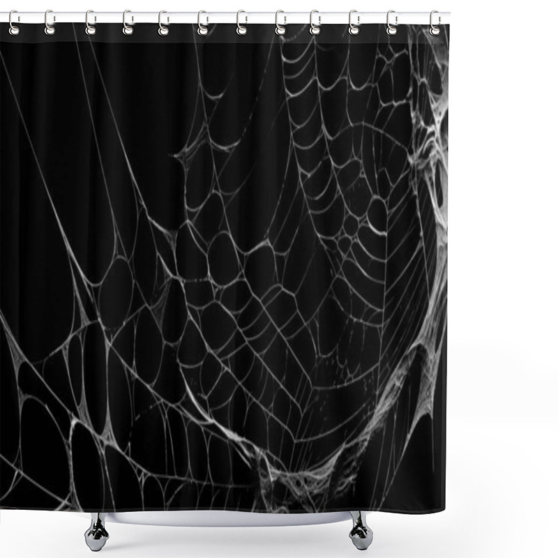 Personality  Realistic Spider's Web Black Background Shower Curtains