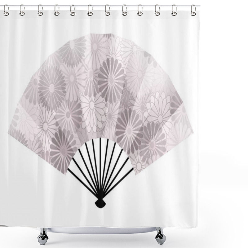 Personality  Folding Fan Mourning Chrysanthemum Icon Shower Curtains