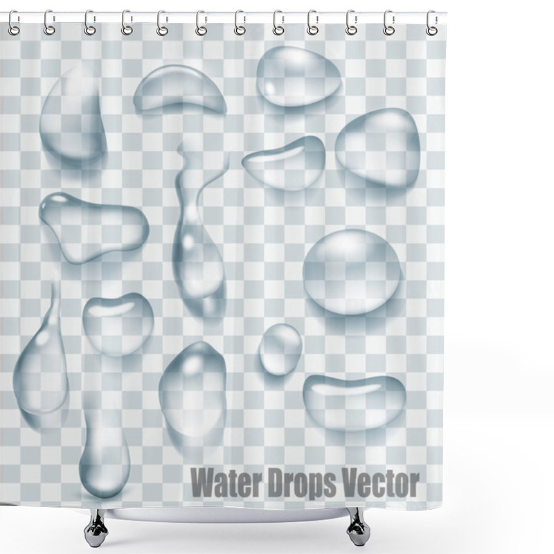 Personality  Drops Of Water On A Transparent Background. Vector. Shower Curtains