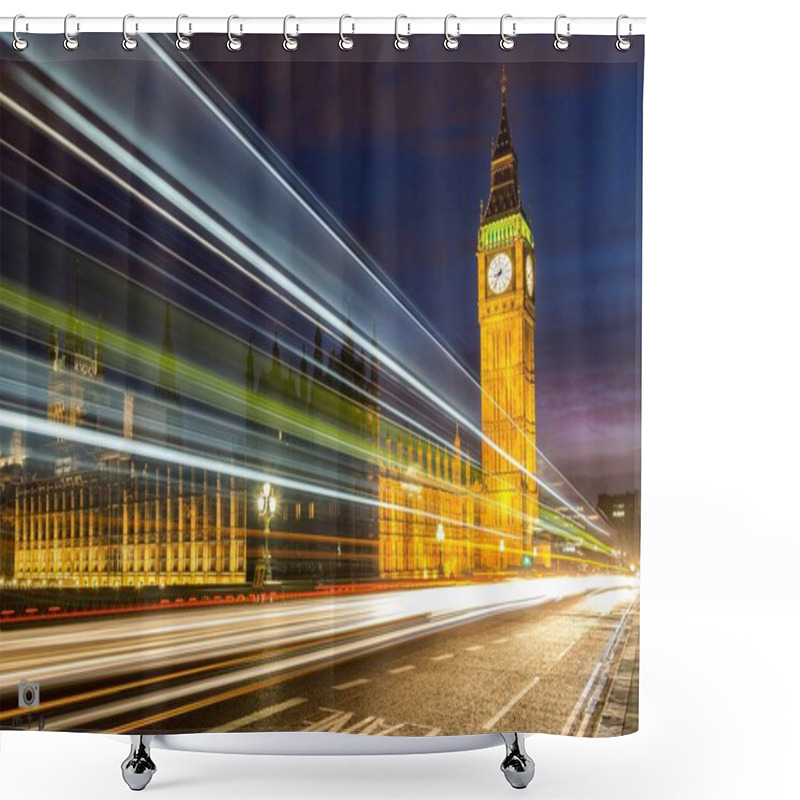 Personality  Beautiful Timelapse Shot Of Big Ben In London With Lights At Night Time Shower Curtains