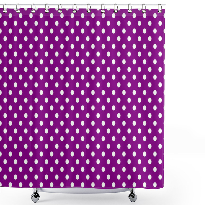 Personality  White Polka Dots Pattern Over Purple Useful As A Background Shower Curtains