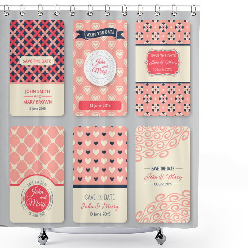 Personality  Set Of Perfect Wedding Templates With Pattern Theme Shower Curtains