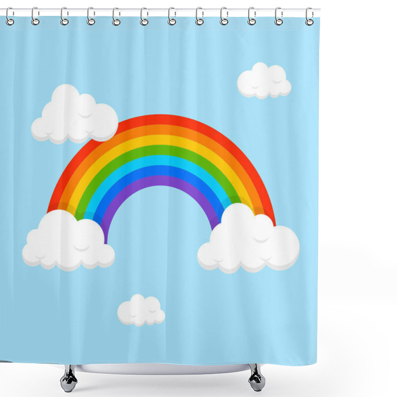 Personality  Flat Style Rainbow With Clouds Vector Shower Curtains