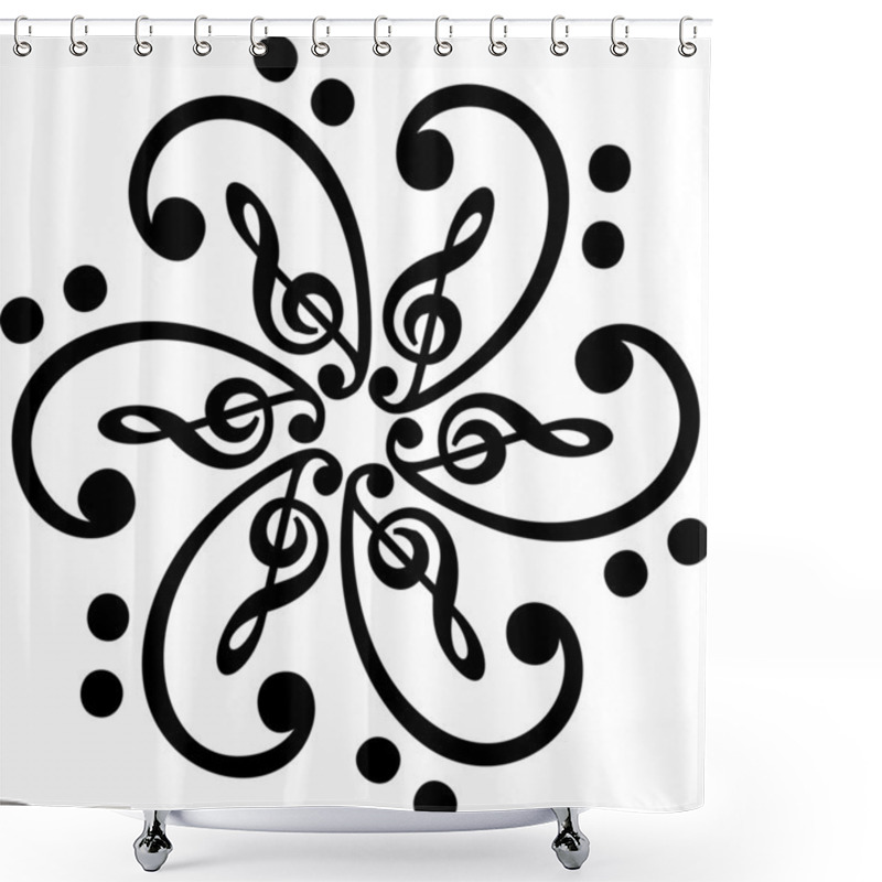 Personality  Music Mandala - Bass & Treble Clef Shower Curtains