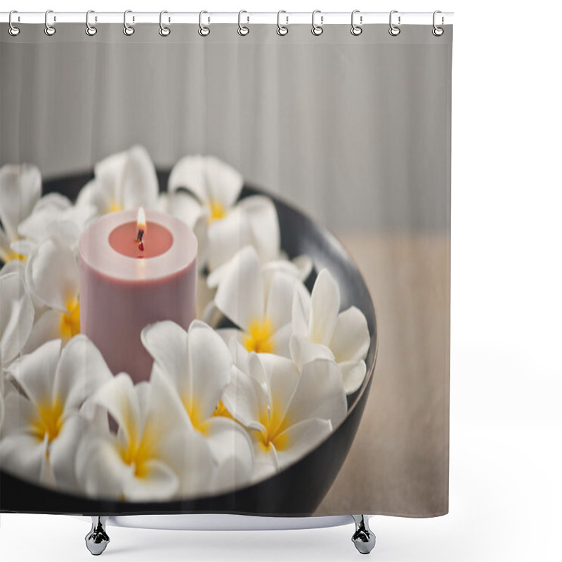 Personality  Frangipani Flower And Candle Decoration Shower Curtains