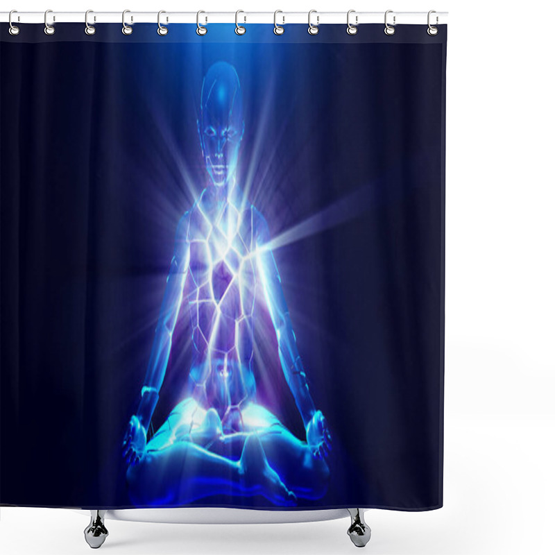 Personality  3d Illustration. Powerful Inner Love Energy Of A Meditating Personit Creates Misconceptions About Yourself Shower Curtains