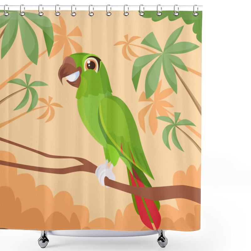 Personality  Parrot Sitting On Tree Branch Shower Curtains