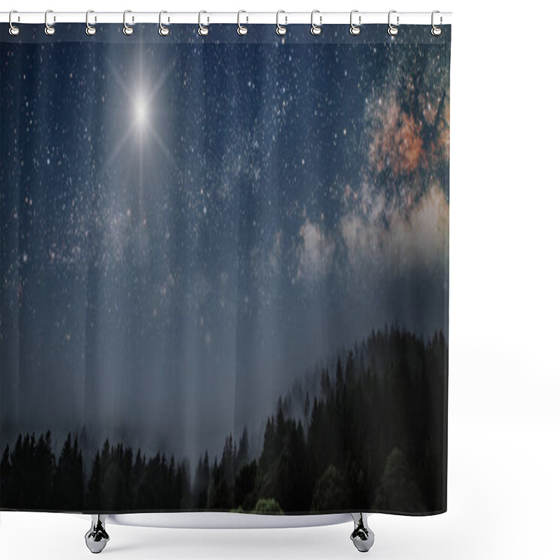 Personality  The Moon Shines On The Christmas Eve Of Jesus Christ. Shower Curtains