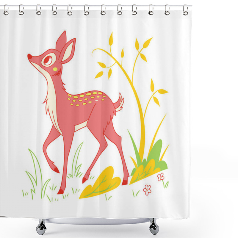 Personality  Deer Art Vector Illustration Showcasing Elegant And Detailed Deer Designs, Perfect For Nature-themed Projects, Wildlife Art, Outdoor Branding, And Educational Materials, Capturing The Beauty And Grace Of Deer In Intricate Vector Form Shower Curtains