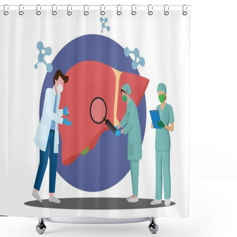 Personality  Doctors Consult Each Other. On The Work Of The Heart With An Irregular Heart Rate Flat Vector Illustration Concept Of Health And Medicine Shower Curtains