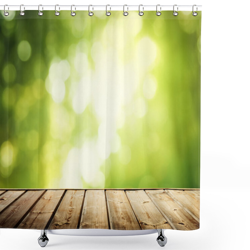 Personality  Wooden Surface And Sunny Forest Shower Curtains