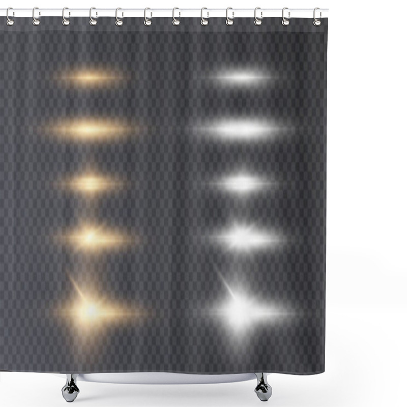 Personality  Horizontal Light Effects. Golden Shimmering Light On A Transparent Background. Shower Curtains