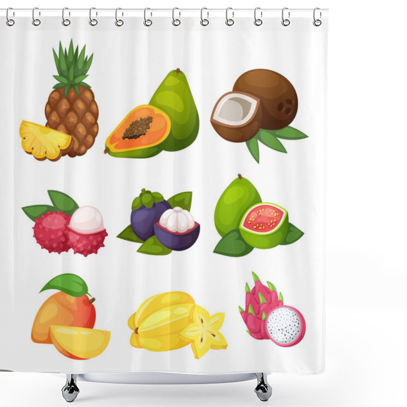 Personality  Tropical Fruits Vector Set. Shower Curtains