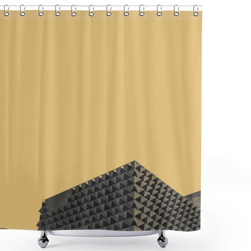 Personality  Abstract Architectural Detail Against A Yellow Backdrop. Shower Curtains