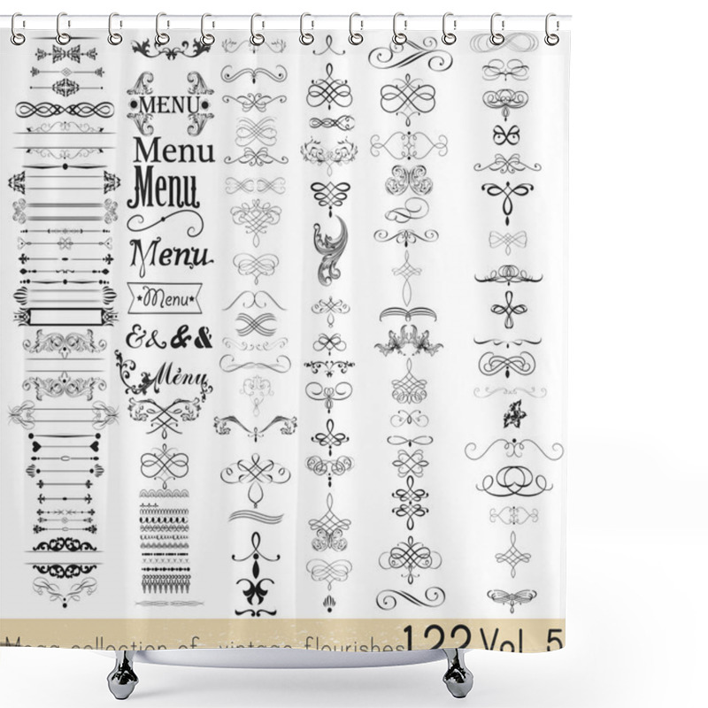 Personality  Set Of Vector Calligraphic Elements And Page Decorations Shower Curtains