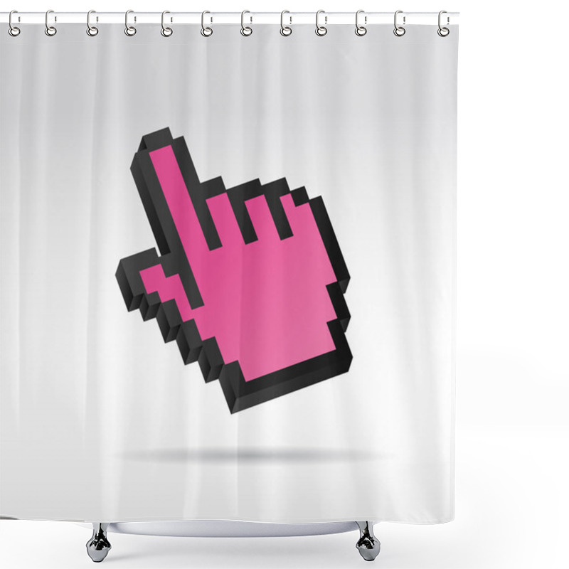 Personality  Purple Pixel 3D Vector Mouse Cursor Hand Shower Curtains