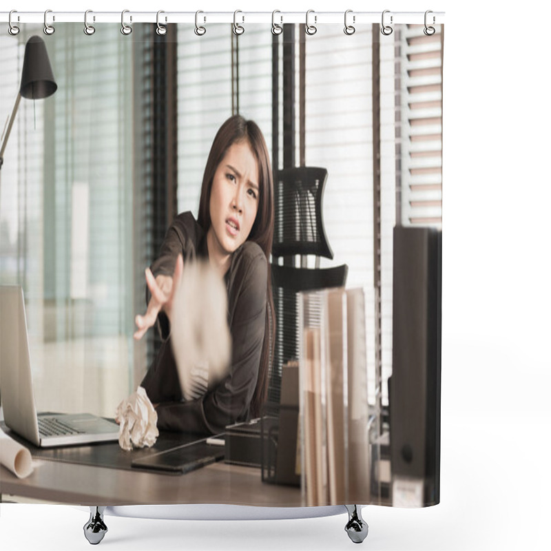 Personality  Businesswoman Throwing Out Office Documents Shower Curtains