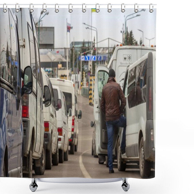 Personality  SHEGINI, UKRAINE - March, 2019: Traffic Jam At The Shegini-Medyk Shower Curtains