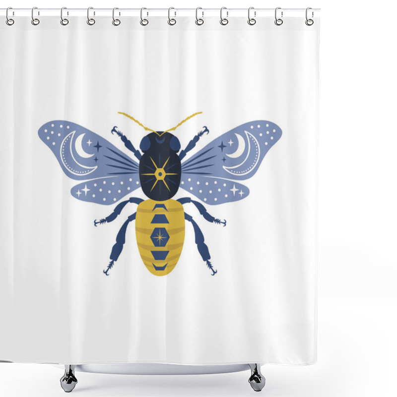 Personality  Ornate Celestial Cosmic Bee Vector Illustration Shower Curtains