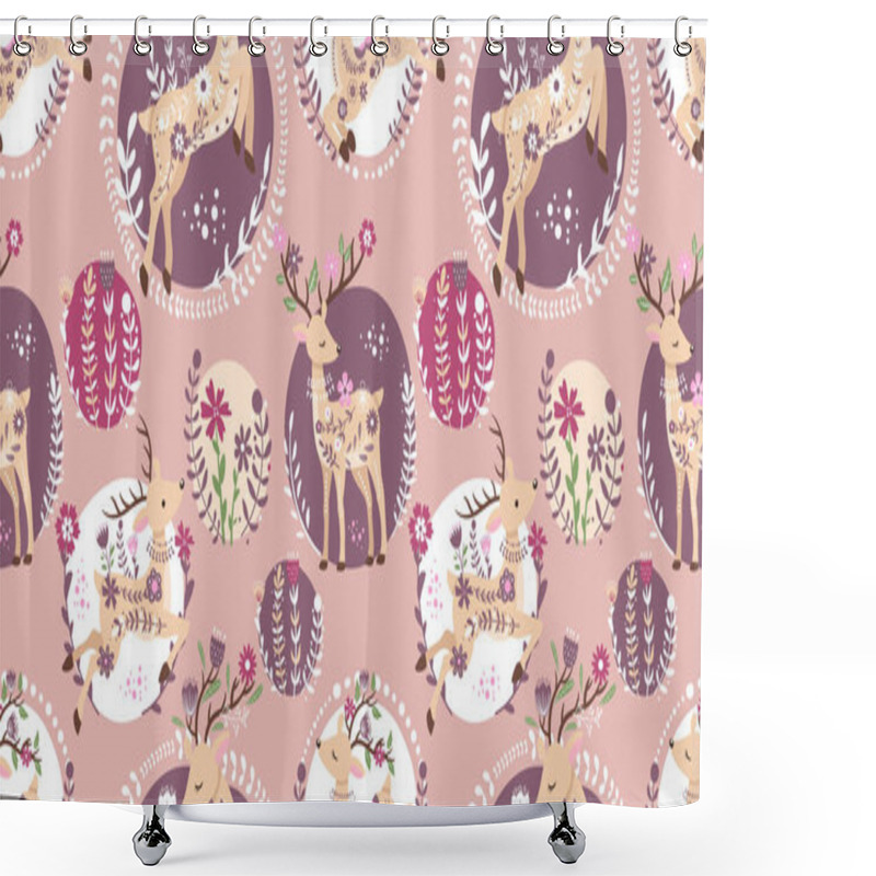 Personality  Beautiful Folk Reindeer Seamless Pattern Shower Curtains