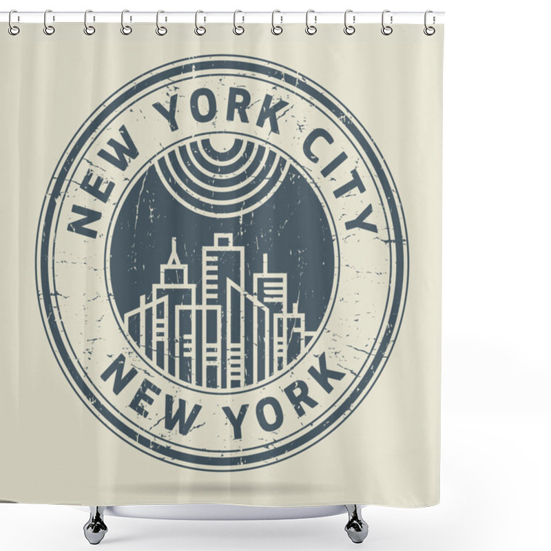 Personality  Grunge Rubber Stamp Or Label With Text New York City, New York Shower Curtains