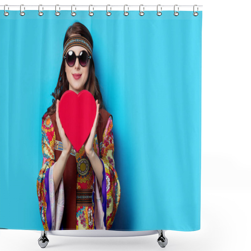 Personality  Hippie Girl With Heart Shape Box  Shower Curtains