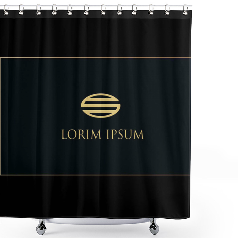 Personality  Golden Letter S Monogram, Suitable For Vehicle Logo. Shower Curtains