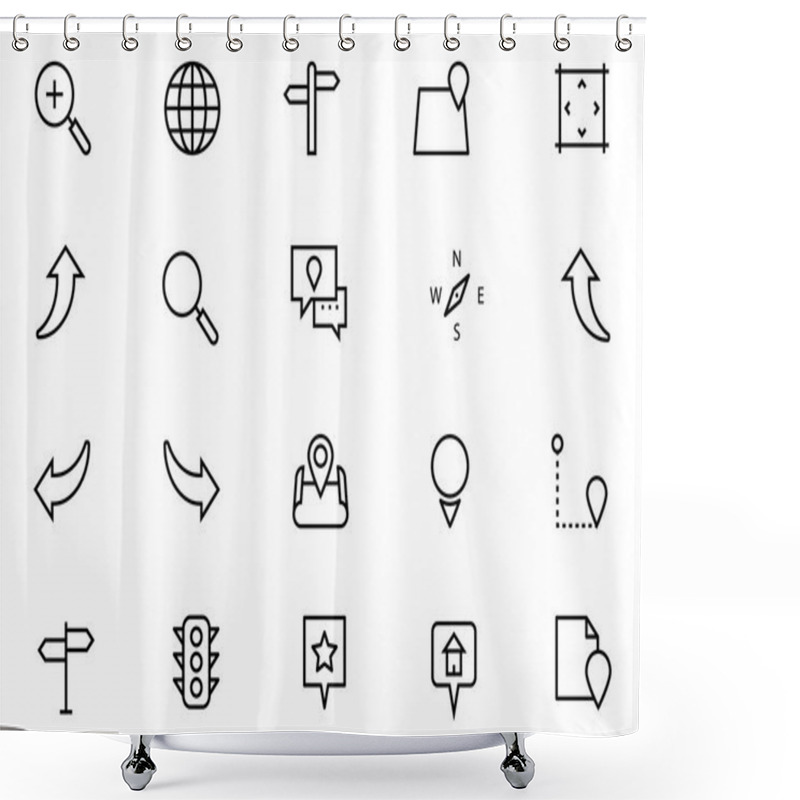 Personality  Navigation Vector Line Icons 3 Shower Curtains