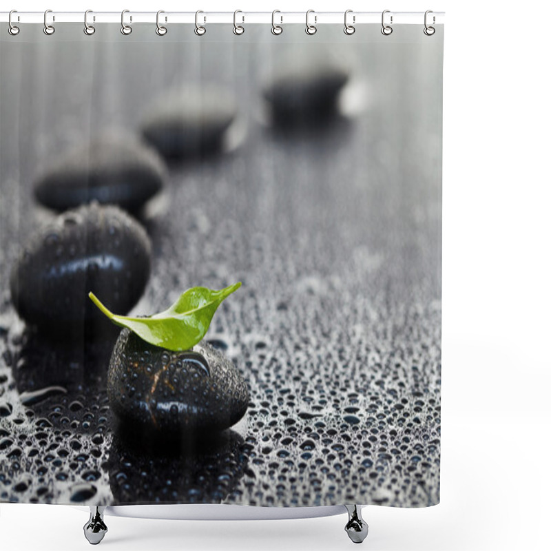 Personality  Massage Stones With Leaf Shower Curtains