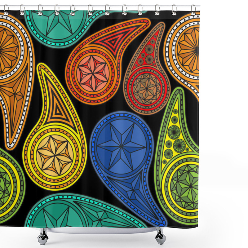 Personality  Seamless Pattern Based On Traditional Asian Elements Paisley Shower Curtains