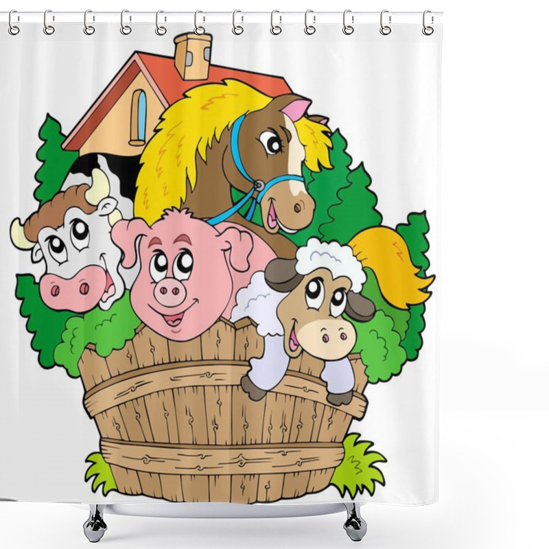 Personality  Group Of Farm Animals Shower Curtains