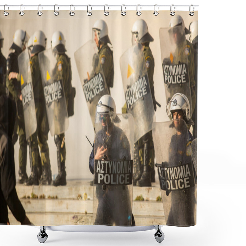 Personality  Riot Police With Their Shields Shower Curtains