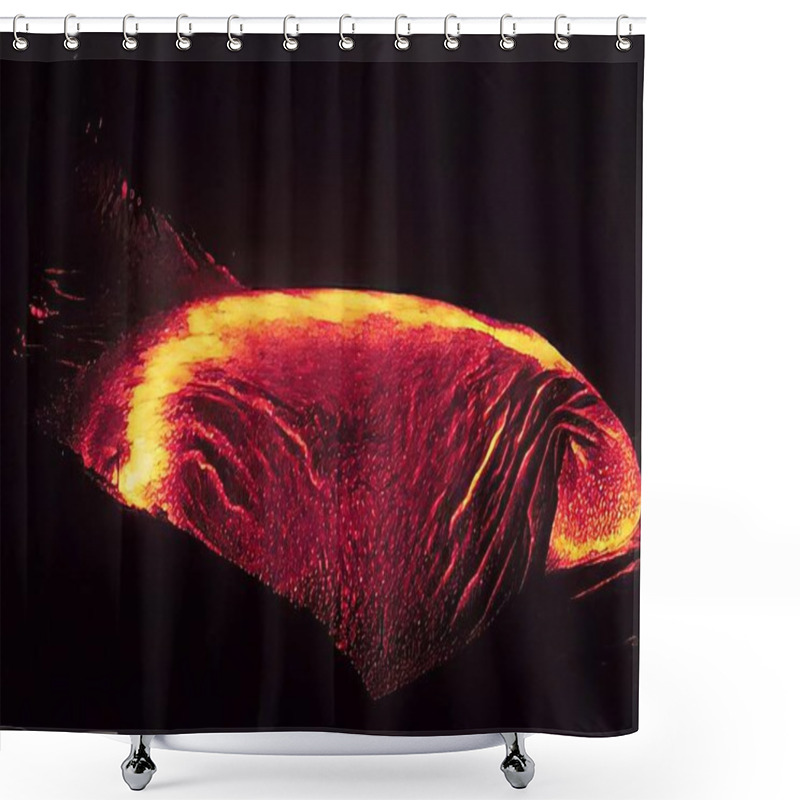 Personality  Molten Lava Flow With Intense Fire In Natural Background Shower Curtains