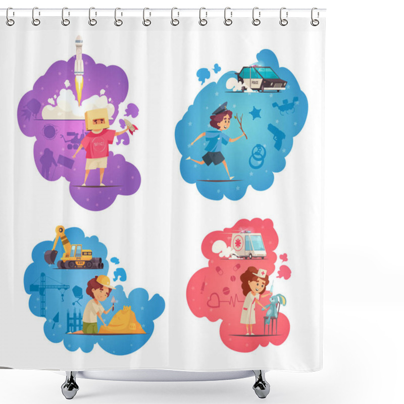 Personality  Children Professions Compositions Set Shower Curtains