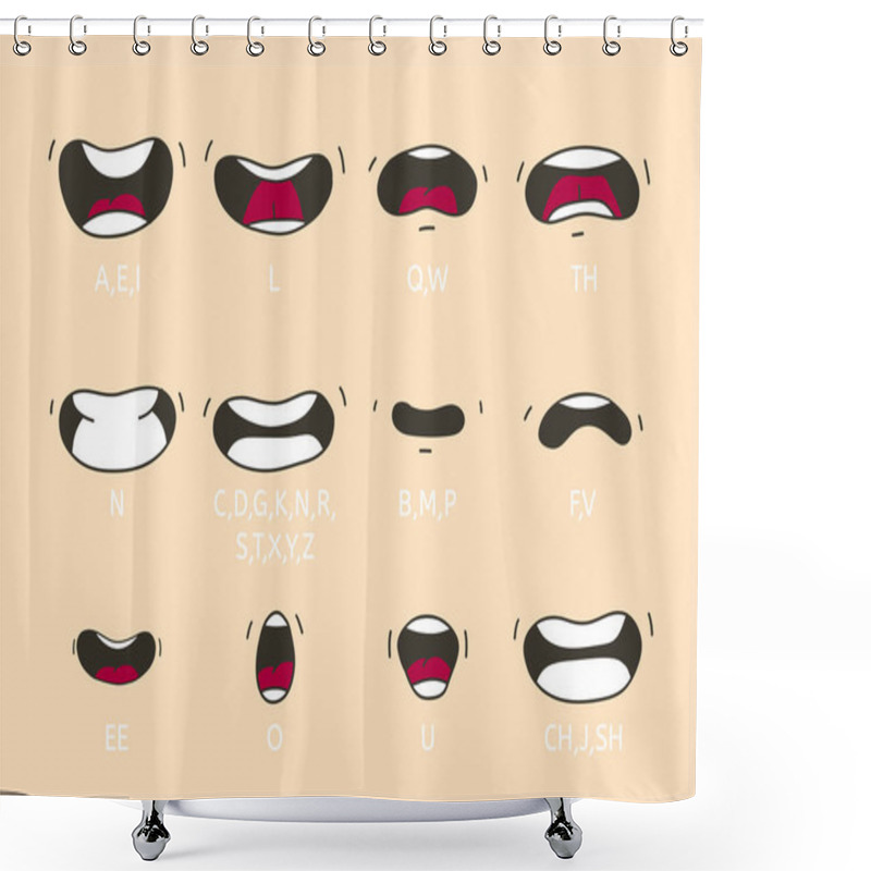 Personality  Cartoon Talking Mouth And Lips Expressions. Talking Mouths Lips For Cartoon Character Animation. Shower Curtains