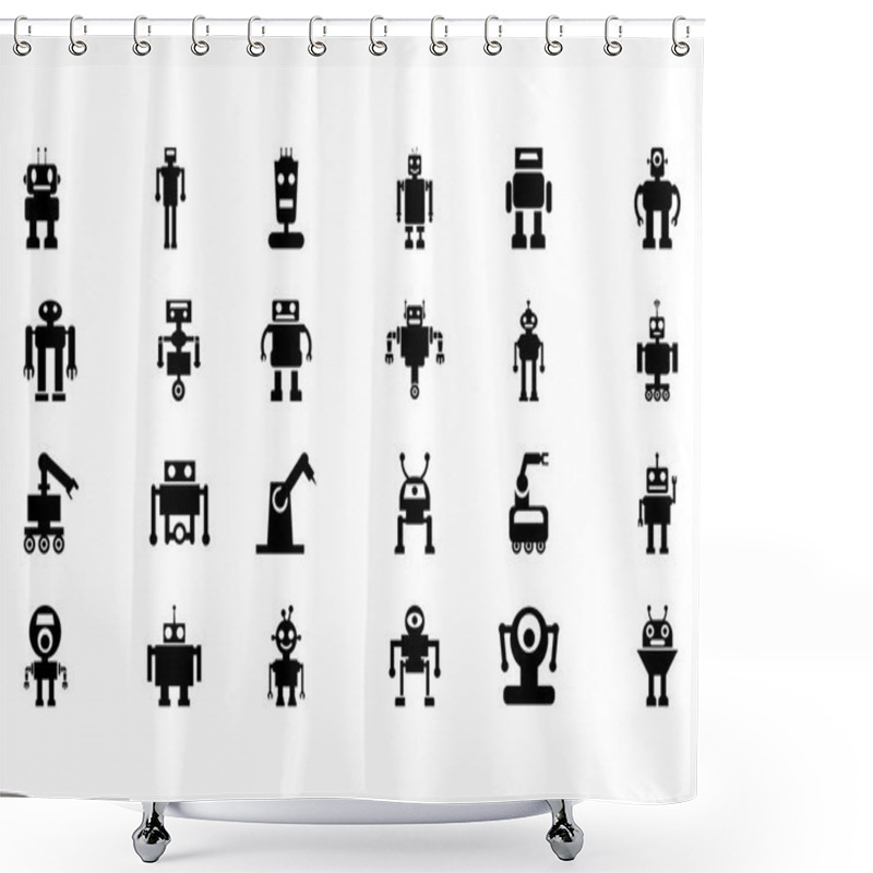 Personality  Robots Vector Icons 5 Shower Curtains