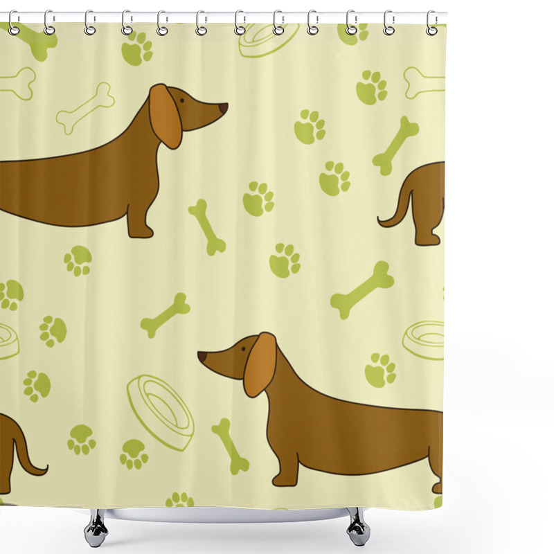 Personality  Seamless Pattern With Cartoon Dachshunds Shower Curtains