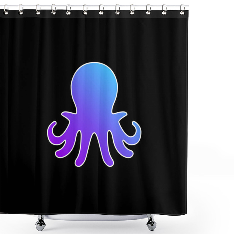 Personality  Aquarium Octopus Blue Gradient Vector Icon Shower Curtains