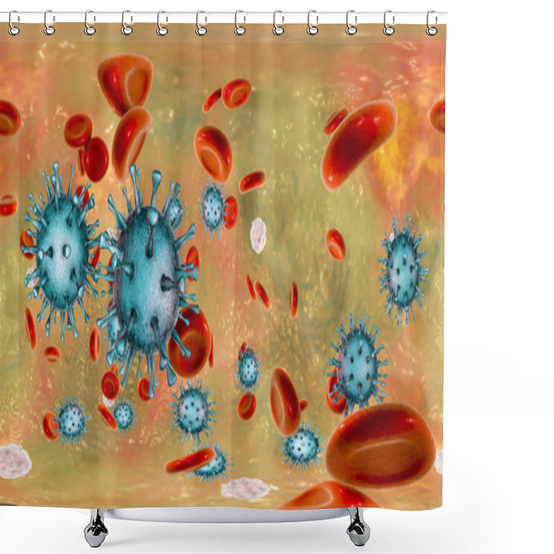 Personality  Cytomegaloviruses In Blood, 360-degree Spherical Panorama Shower Curtains