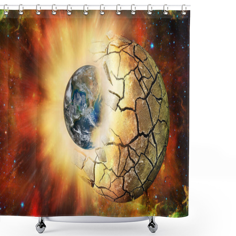 Personality  Clash Of Two Planets In Open Space. Elements Of This Image Furnished By NASA (http://www.nasa.gov/) Shower Curtains