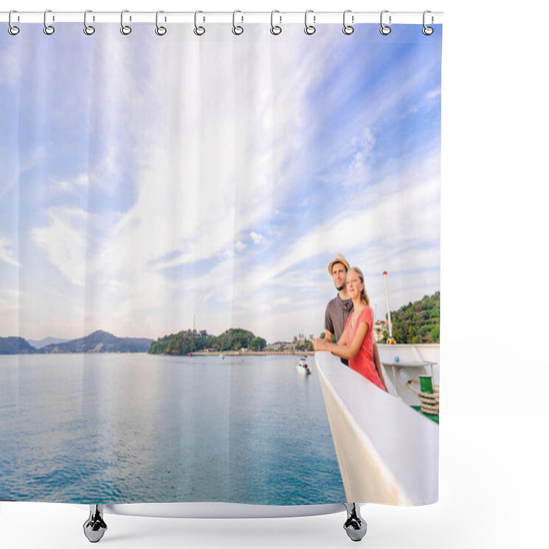 Personality  Couple Enjoying View On Ship   Shower Curtains