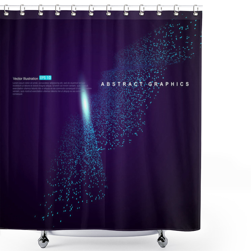 Personality  Consisting Of Blue Particles Abstract Background,Technological Sense Illustrations. Shower Curtains