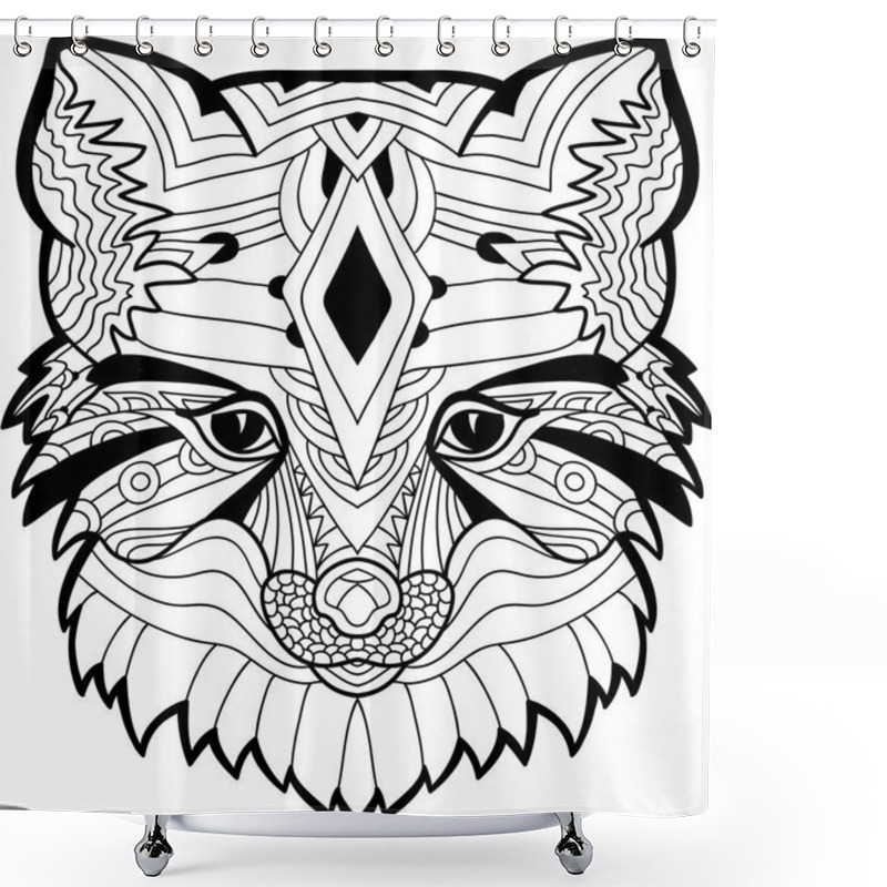 Personality  The Fox Head Pattern. Monochrome Ink Drawing Shower Curtains