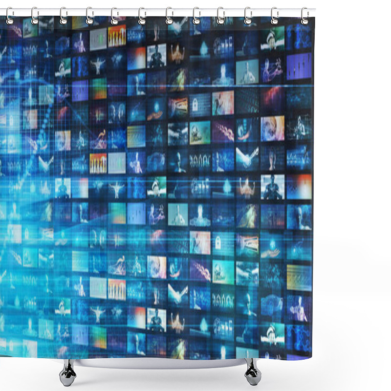 Personality  Media Telecommunications Concept With Video Wall Art Shower Curtains